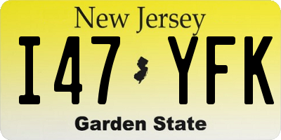 NJ license plate I47YFK