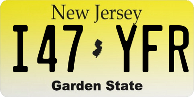 NJ license plate I47YFR