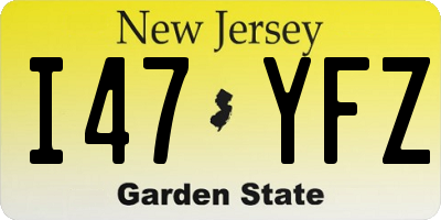 NJ license plate I47YFZ