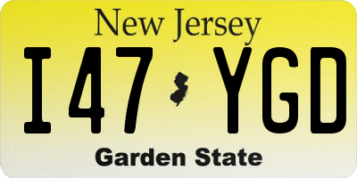 NJ license plate I47YGD