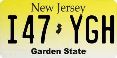 NJ license plate I47YGH