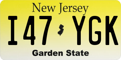 NJ license plate I47YGK