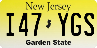 NJ license plate I47YGS
