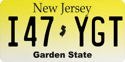 NJ license plate I47YGT