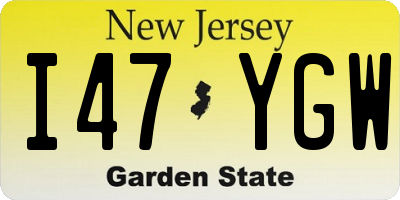 NJ license plate I47YGW