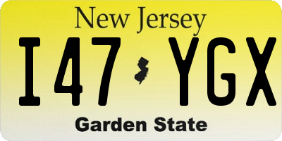 NJ license plate I47YGX