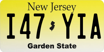 NJ license plate I47YIA