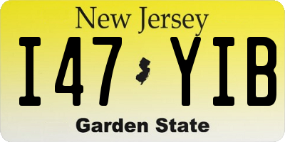NJ license plate I47YIB