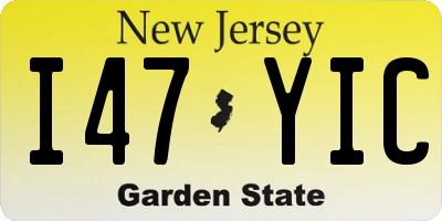NJ license plate I47YIC
