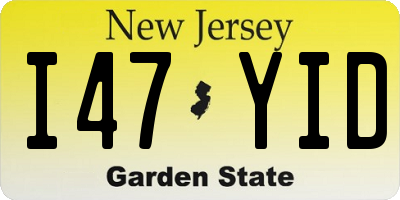 NJ license plate I47YID