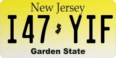 NJ license plate I47YIF