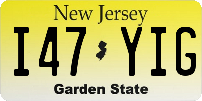 NJ license plate I47YIG