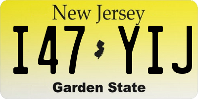 NJ license plate I47YIJ