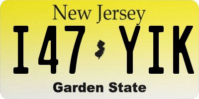 NJ license plate I47YIK