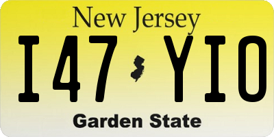 NJ license plate I47YIO
