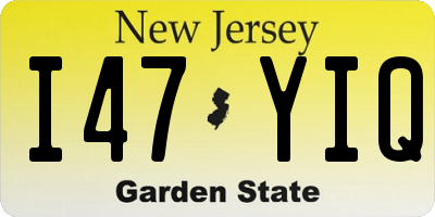 NJ license plate I47YIQ