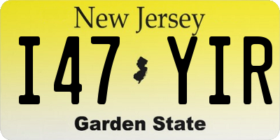 NJ license plate I47YIR