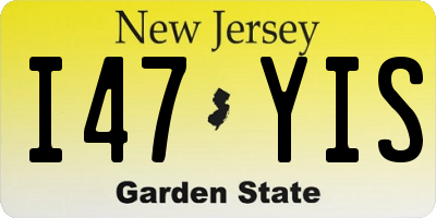 NJ license plate I47YIS