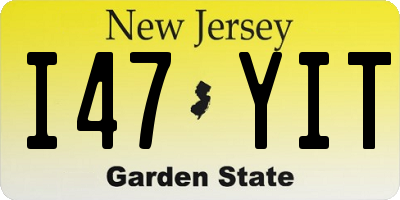 NJ license plate I47YIT