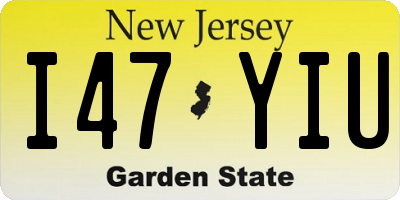 NJ license plate I47YIU