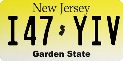 NJ license plate I47YIV