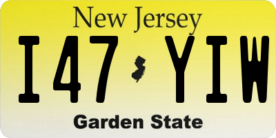 NJ license plate I47YIW