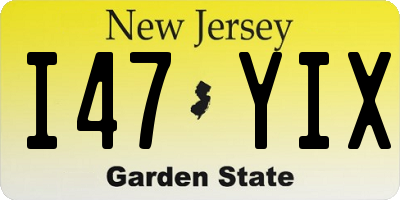 NJ license plate I47YIX