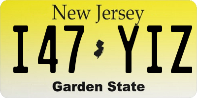 NJ license plate I47YIZ