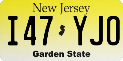 NJ license plate I47YJO