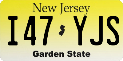 NJ license plate I47YJS