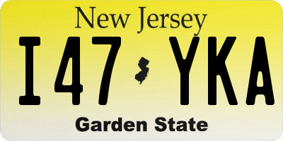 NJ license plate I47YKA