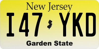 NJ license plate I47YKD