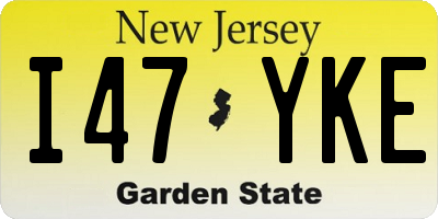 NJ license plate I47YKE