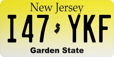 NJ license plate I47YKF
