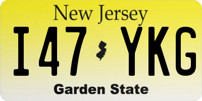 NJ license plate I47YKG