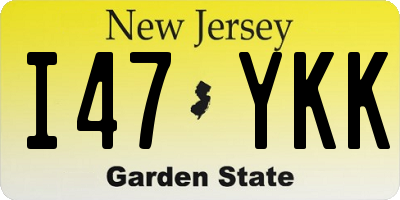 NJ license plate I47YKK