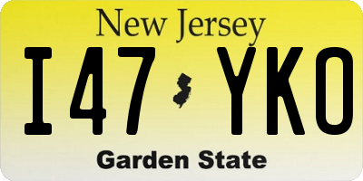 NJ license plate I47YKO