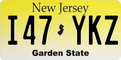 NJ license plate I47YKZ