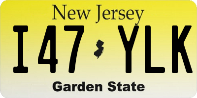 NJ license plate I47YLK
