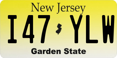 NJ license plate I47YLW
