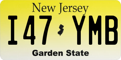 NJ license plate I47YMB