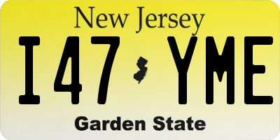 NJ license plate I47YME