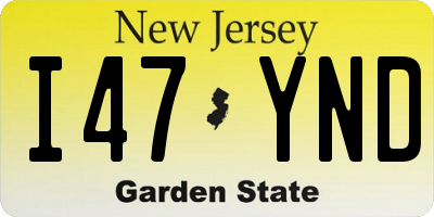 NJ license plate I47YND