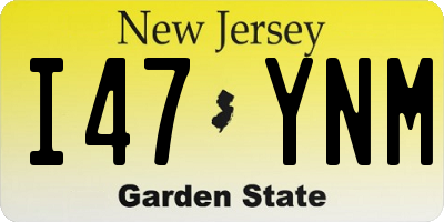 NJ license plate I47YNM