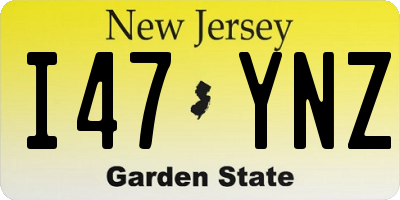 NJ license plate I47YNZ