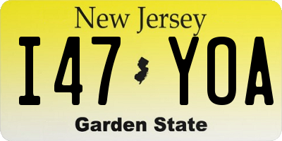NJ license plate I47YOA