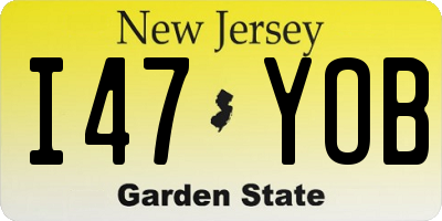 NJ license plate I47YOB