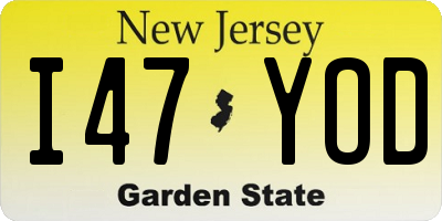 NJ license plate I47YOD