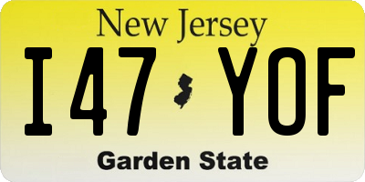NJ license plate I47YOF