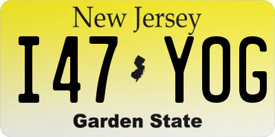 NJ license plate I47YOG